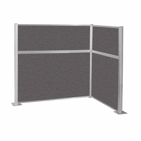 Versare Pre-Configured Hush Panel Cubicle (L Shape) 6' x 4' L-Build Charcoal Gray Fabric 1869707